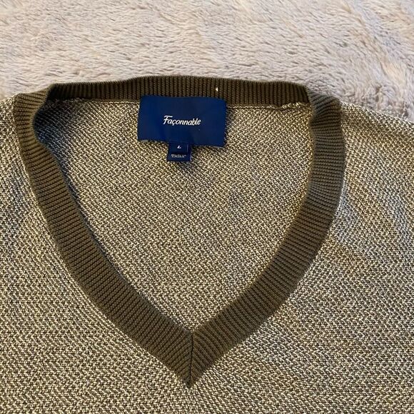 Faconnable 100% cotton v-neck pullover, L - Picture 2 of 7
